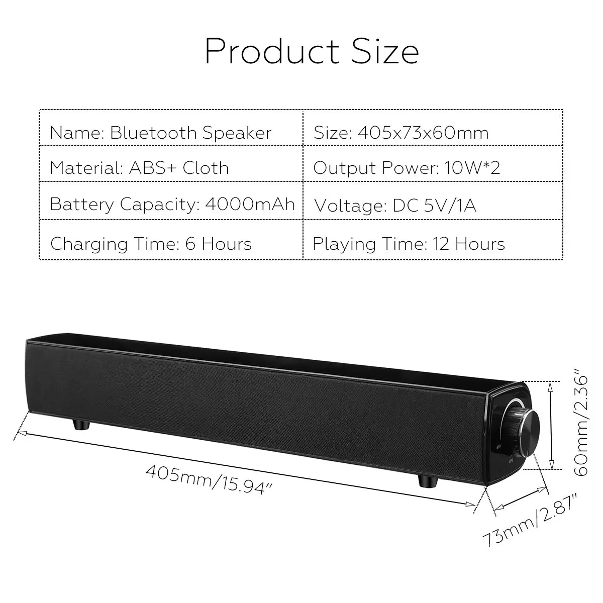 20 Вт bluetooth динамик 4000 мАч беспроводной бас Саундбар большой мощности HiFi сабвуфер домашний кинотеатр громкий динамик с микрофоном USB AUX для ПК ТВ