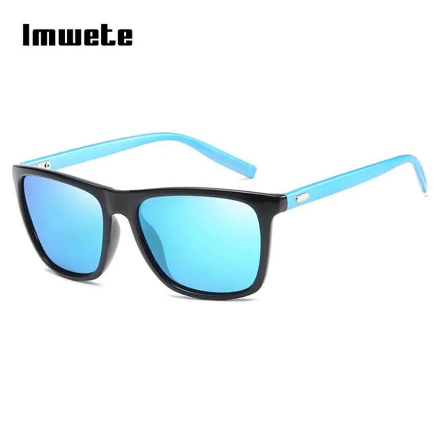 Imwete, мужские поляризованные солнцезащитные очки, классические, квадратные, черная оправа, для вождения, солнцезащитные очки, мужские, брендовые, UV400 очки