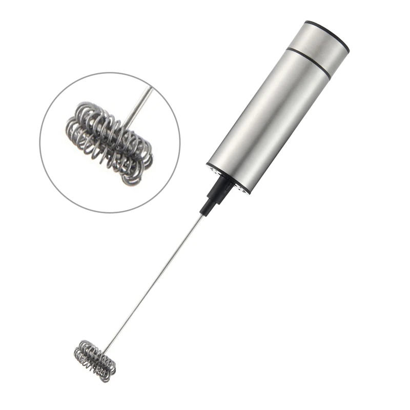 

Electric Handheld Milk Frother Foamer Double Spring Whisk Head Agitator Blender Mixer Stirrer Coffee Maker Tool Silver