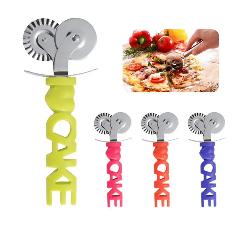 

Double Roller Pizza Knife Cutter Pastry Pasta Dough Crimper Wheel Rolling Slicer Pastry Cutting Tools for Home Kitchen ceramic