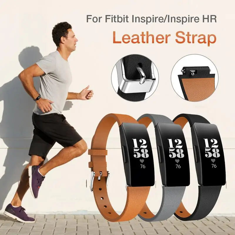 

For Fitbit Inspire HR Band Short Leather Strap Watchband Wrist Strap