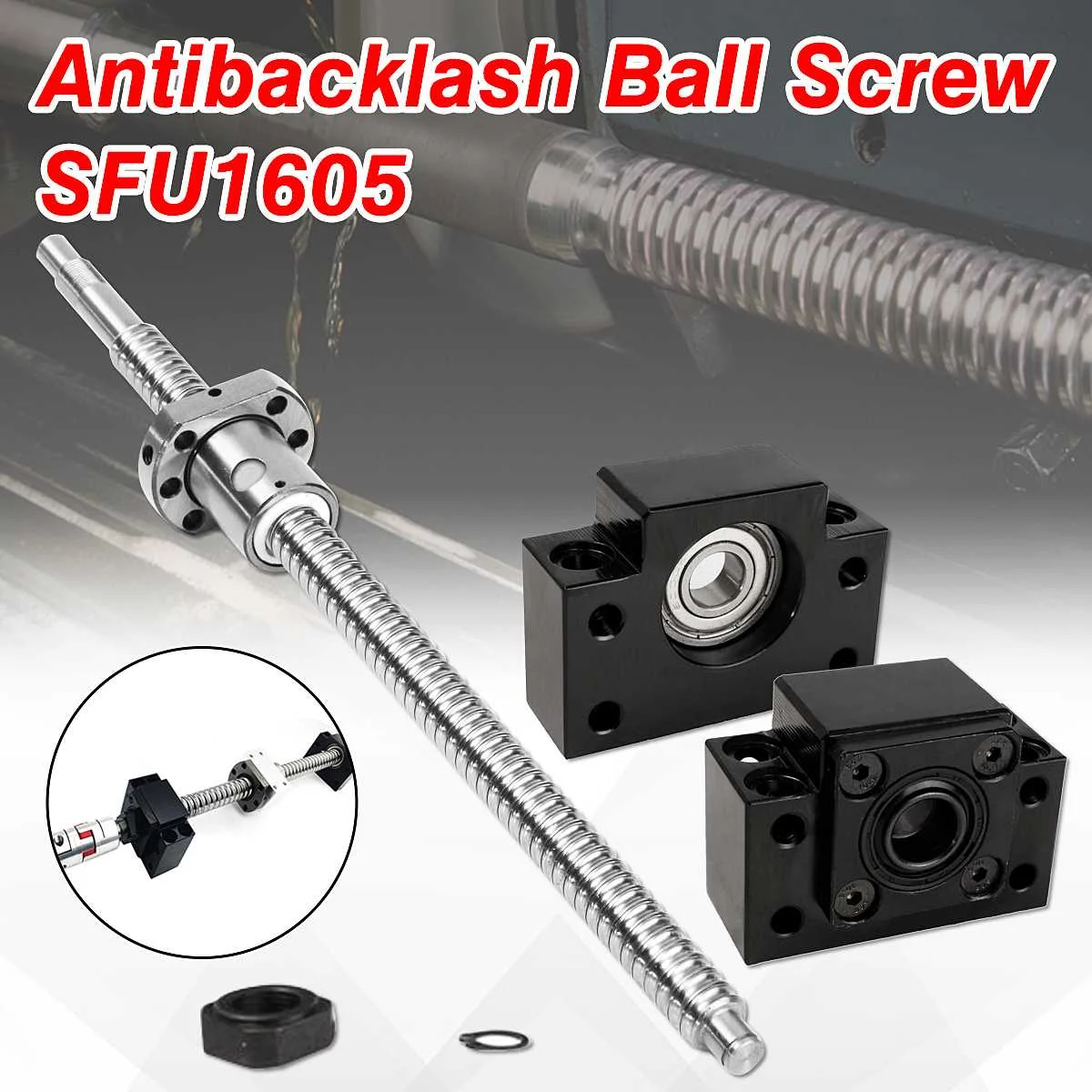 1 set anti backlash 16mm ballscrew RM1605-1500mm-C7+ball nut+end machine CNC XYZ