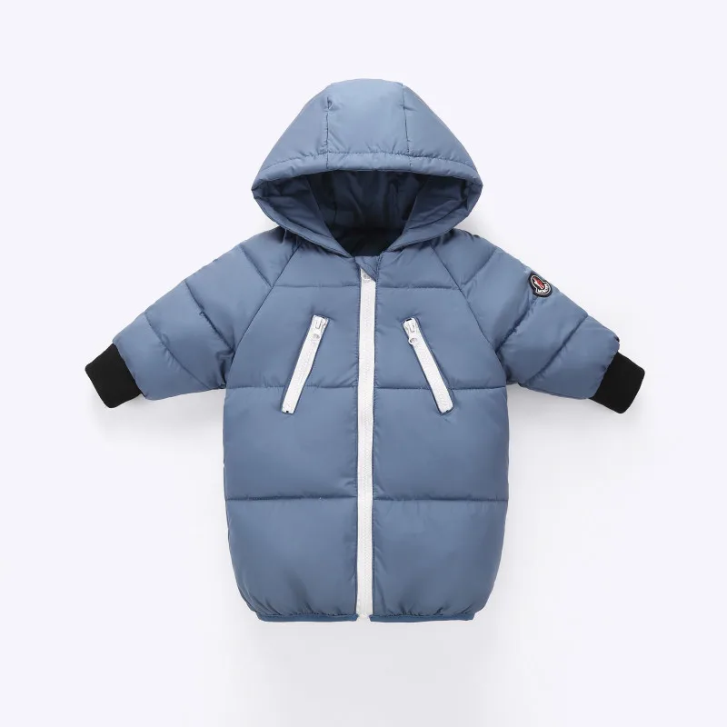 Kids Girls Long Style Winter Jacket Baby Girls Down Cotton Zipper Outerwear Warm Children Girl Coat Hooded Windproof Snow Suit