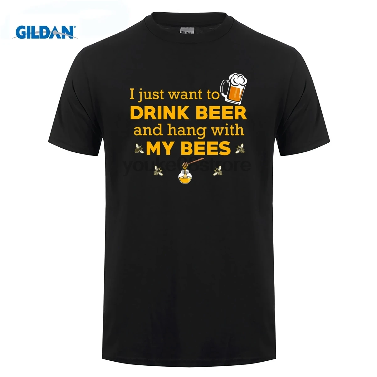 

GILDAN custom printed cotton O neck T-shirt Beekeeper T-Shirt Beekeeping Shirt Hang With My Bees