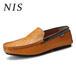 NIS/мужские лоферы; Повседневная обувь из искусственной кожи; сезон весна-лето; новые мужские туфли в клетку на плоской подошве; нескользящая