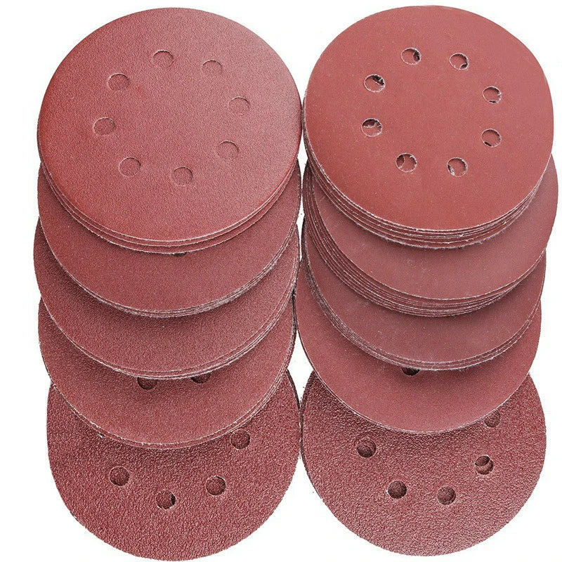 

80pcs 125mm Sanding Discs Paper Pads 8 Holes Flocking Sandpaper 40/60/80/100/120/150/180/240/320/400 Grits