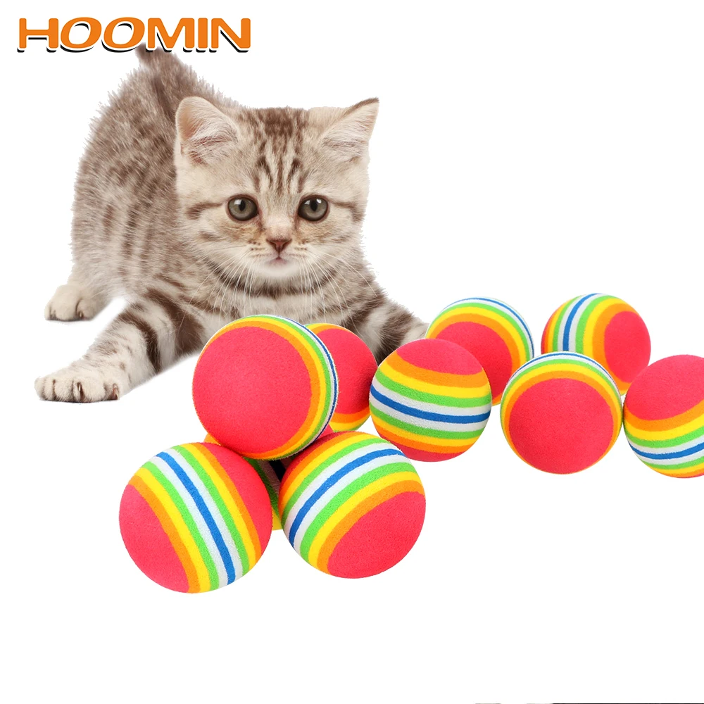 

HOOMIN 10Pcs Rainbow Cat Toy Cat Football Training Toys Interactive Cat Toys Colorful Balls Pet Products Training Pet Supplies