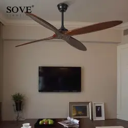 SOVE 60 дюймов деревянный потолочный вентилятор древесины Dc потолочный с дистанционным управлением вентиляторы без света ретро вентилятор