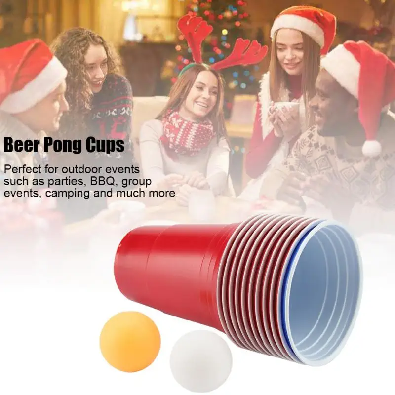 

Beer Pong Set Beer Pong Drinking Game Set Beer Pong Cups-11 Cups 2 Ping-Pong Balls gift for your friends and family high quality