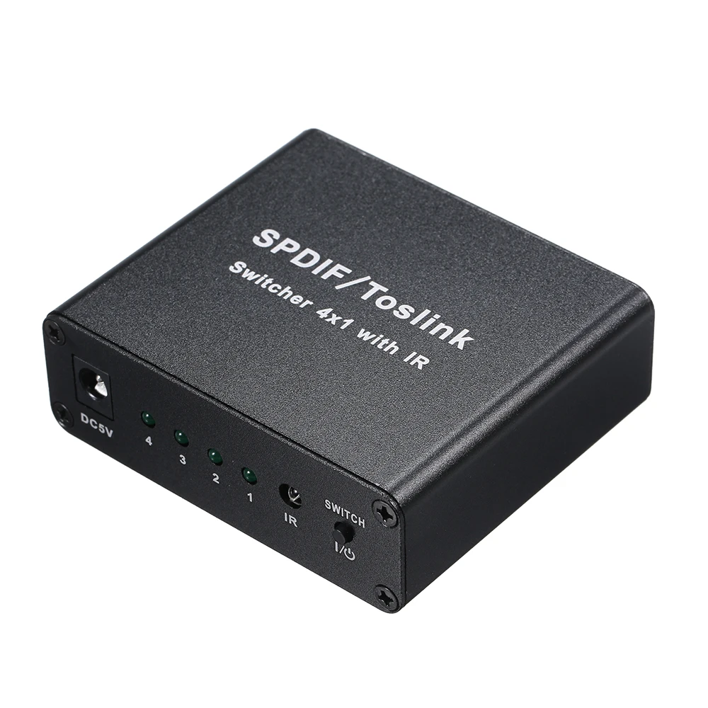 Цифровой оптический аудио SPDIF TOSLINK 4x1 переключатель с ИК пультом дистанционного