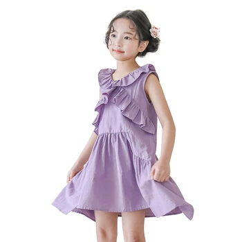 

sleeveless chiffon ruffle dress age for 6 - 14 yrs teenage girls beach dress casual irregular school style clothes kids frocks