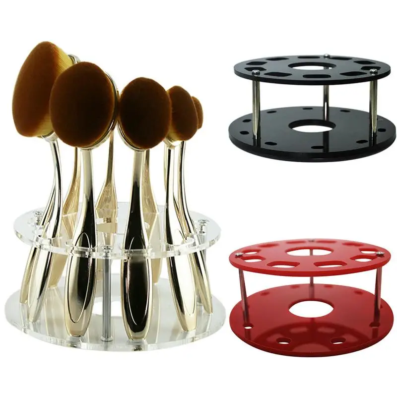 

Acrylic Round Block 10-piece Makeup Brushes Makeup Blender Sponges Drying Holder Display Stand 3 Colors
