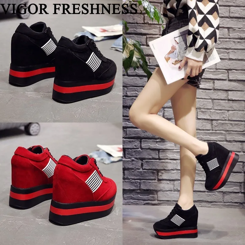 

VIGOR FRESHNESS Spring Woman Shoes High Heels Pumps Platform Shoes Women Sneakers Autumn Pumps Increase Internal Shoes WY306