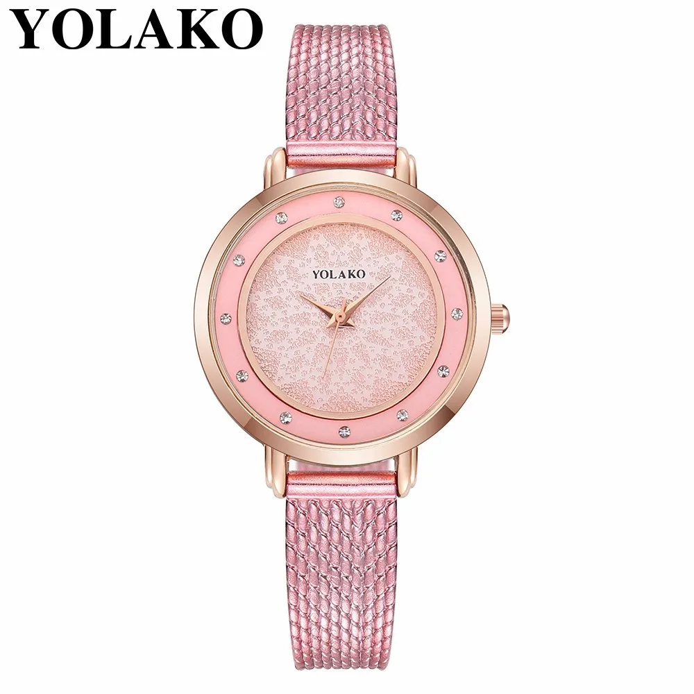 

YOLAKO Brand Fashion Women Starry Sky Watch Luxury Ladies Plastic Leather Female Clock Quartz Wrist Watch Relogio Feminino