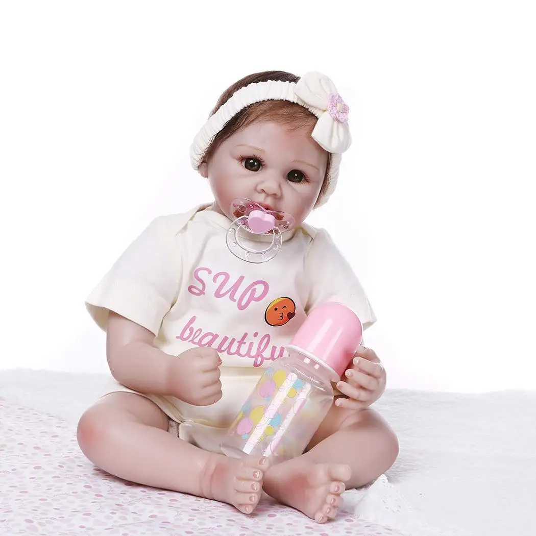 

Cute Simulated Soft Silicone Reborn Baby Dolls with Hand made dress, refined quality Pacifier Kids Gifts