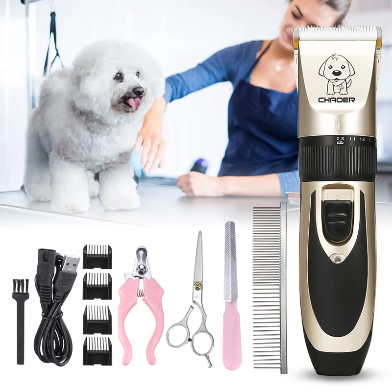

BaoRun Profession Pet Cat Dog Hair Trimmer Dog Grooming Kit Rechargeable Clipper Haircut Machine with Nail Clipper Scissors