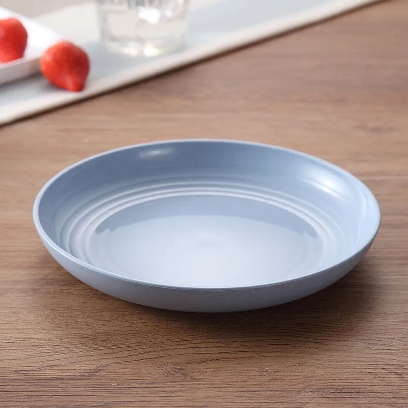 

Nordic Style Candy Color Plate Children's Round Tableware Pasta Salad Plate 4 Colors Wheat Straw Green Material