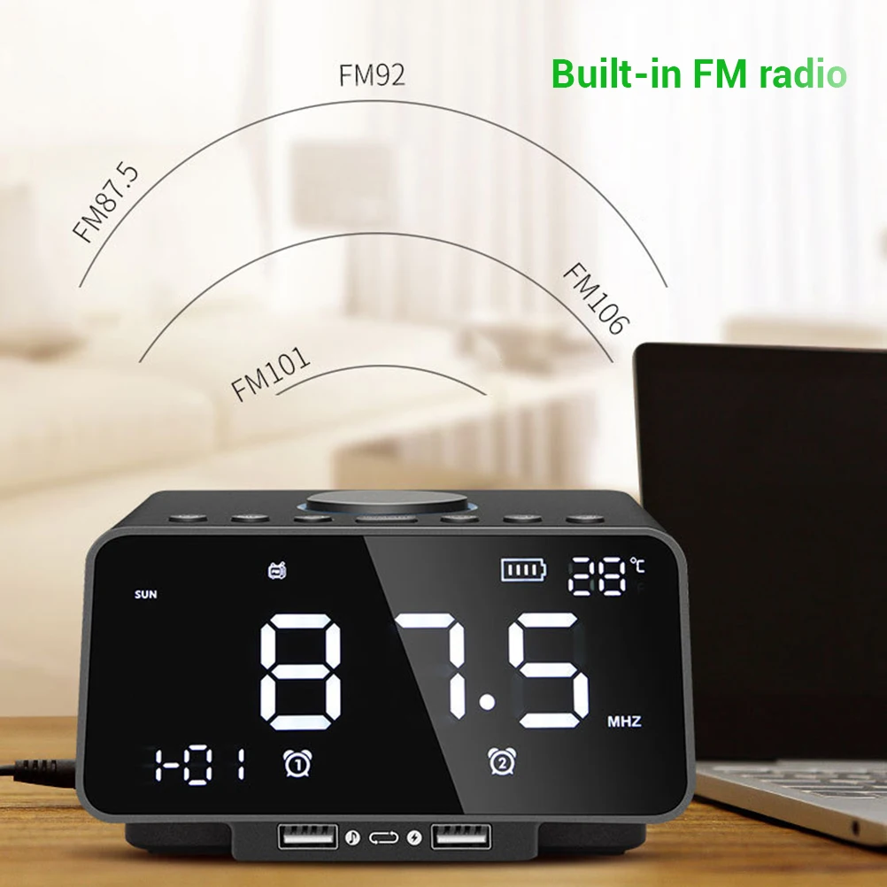 

Wireless Smart Bluetooth Speaker Electronic Alarm Clock 5.5" LED Display Radio Bluetooth Audio Amplifier
