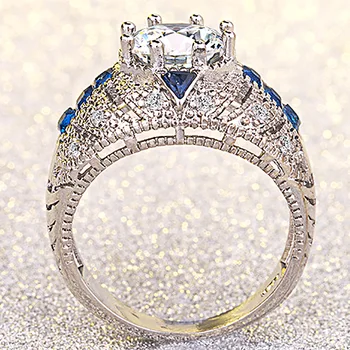 

14K Gold Diamond Wedding Rings white topaz Diamante Sapphire Anillos Bague Etoile Rings Bizuteria for Women Men Unisex Gemstone