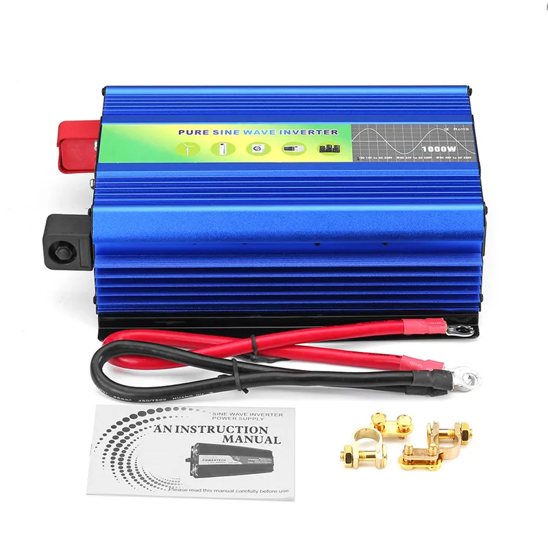 1 шт. прочный 1000 Вт DC 12 В до 220 AC Чистая синусоида Инвертор 50 Гц 275x190x110 мм для бытовой