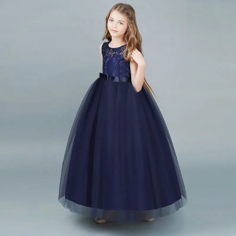 

Kids Dress For Girls Wedding Tulle Lace Long Girl Dress Elegant Princess Party Pageant Formal Gown For Teen Children Clothes