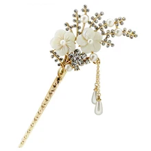 Свадебная Винтажная с кристаллами хрусталя Цветочная палочка для волос с кисточками заколка для волос аксессуары для изготовления волос