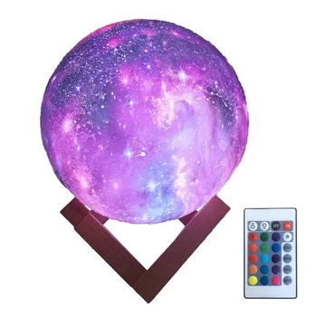 

Remote Control 16 Colors 15CM 3D Printing Star Moon Lamp USB Rechargeable LED Lunar Starlight Decor Bedroom Party Night Light