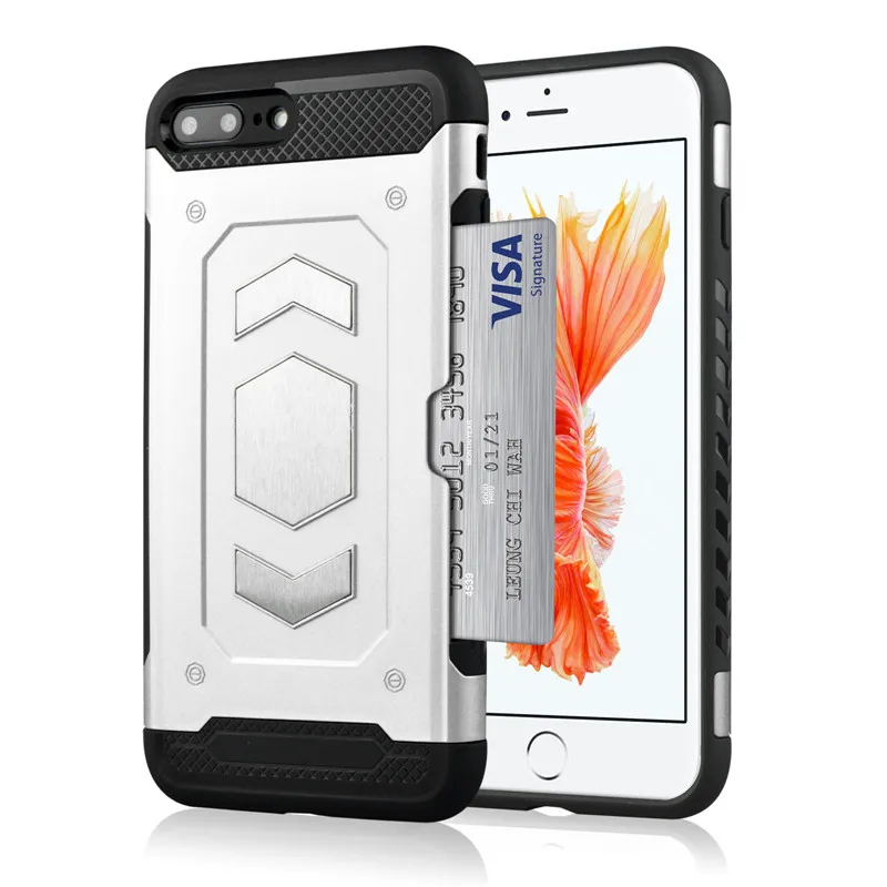 

Luxury armor Phone Cases for Apple iPhone 6 6S 7 8 X Hard PC+Soft TPU Case for iPhone XS XR XS MAX Card Pocket Cover
