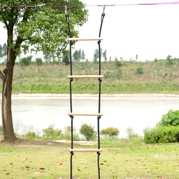 

Indoor Outdoor Climbing Rope Ladder for Kids Children Hanging Wooden Ladder
