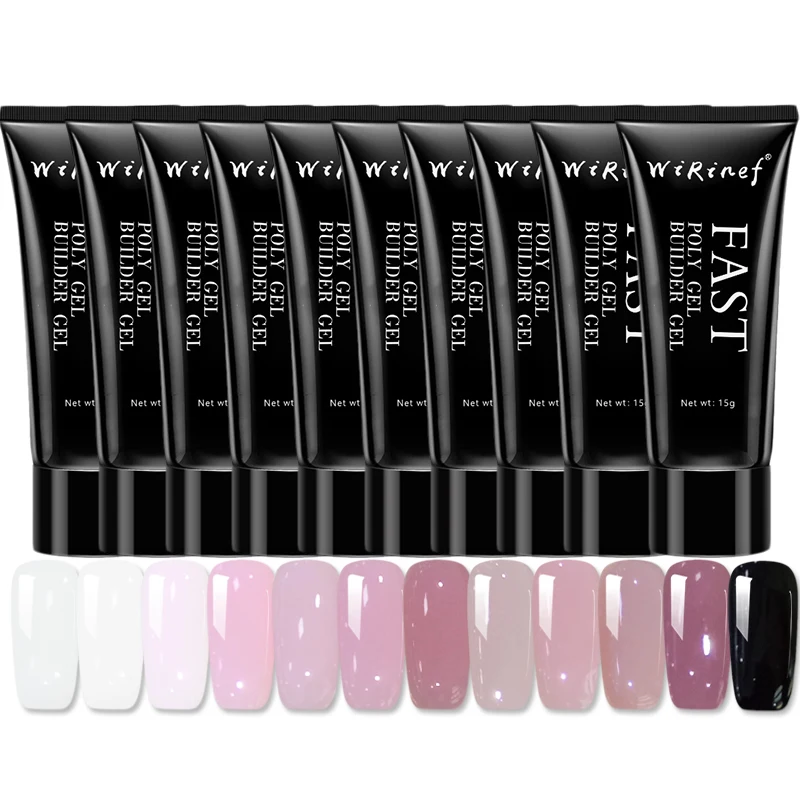 

WiRinef 15ml Poly Gel Clear White Pink Black Camouflage Uv Fast Builder Gel Quick Extension Acryl Nail Gel Jelly Polygel