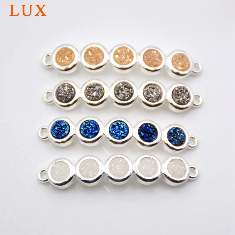 

Druzy Connector Mystic Drusy Link Charm silvers Bezel Titanium Double Bail Connector Pendant for bracelet making