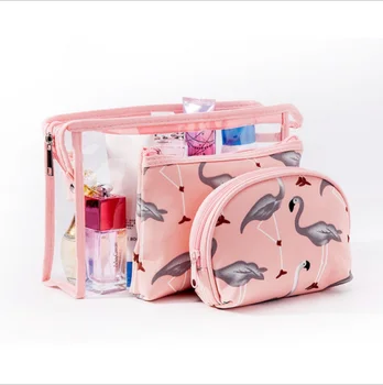 

3PCS Women Portable Cosmetic Bag Fasion Bags Beauty Zipper Travel Make Up Cases Hot Floral Make Up Bags