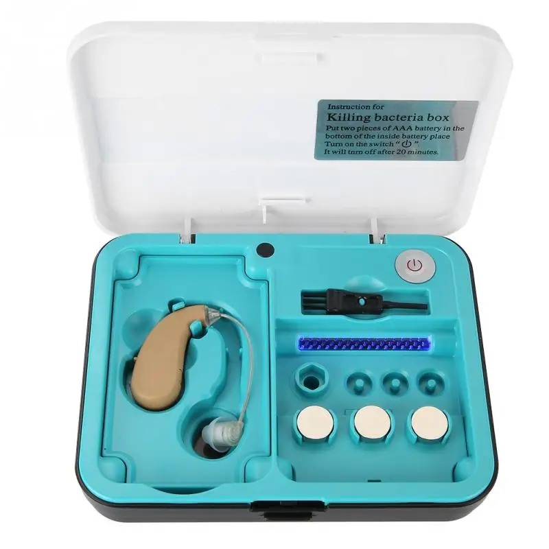 

Wireless Mini Bone Conduction Headphones AUX IN Hearing Aid for Hearing Difficulties with a Sterilising Box Case