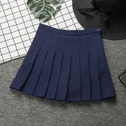 Новое поступление женские с высокой талией мини-юбки летние повседневные короткие однотонные плиссированные юбки