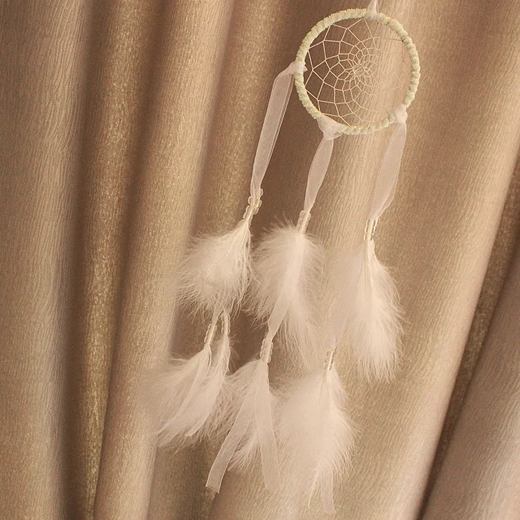 

Colorful lace white dream catcher pendant car decoration feather wind bell crafts giftornaments girl`s student wedding gift