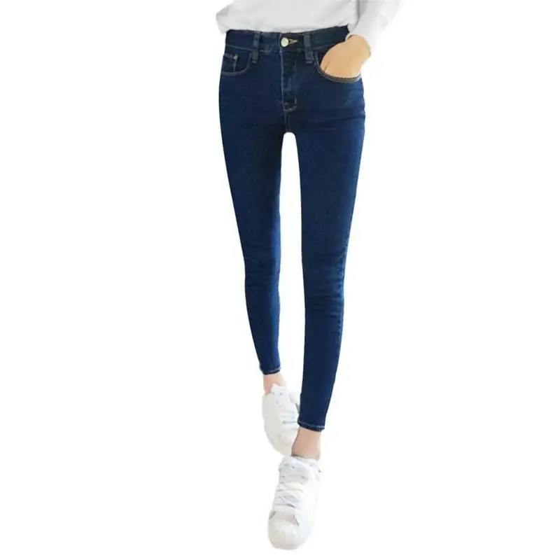 

Denim Jeans Women 2019 High Waist Elastic Shinny High Quality Jeans Slim Thin Casual Fashion Leggings Pencil Pants Plus Size