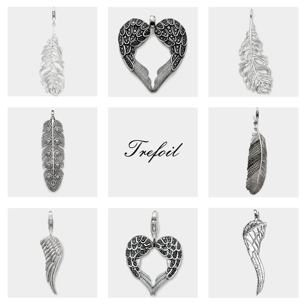 

Pendant Feathers Wings Heart,2019 New Ts Fashion Jewelry Trendy 925 Sterling Silver Thomas Gift For Women Girls Fit Necklace
