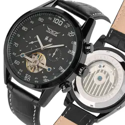 Роскошные Скелет механические часы с турбийоном Для мужчин Автоматический Dual Time наручные часы модные Нержавеющая сталь Механические часы