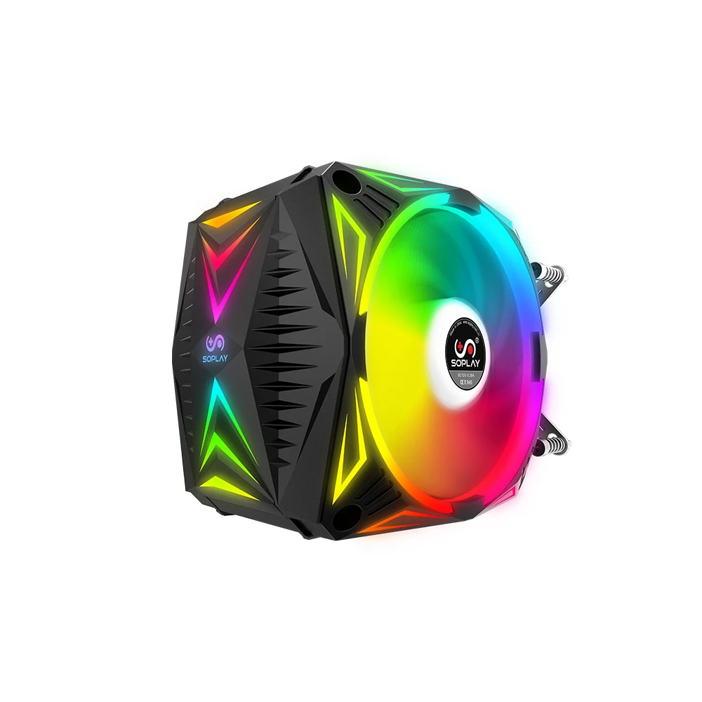 

SOPLAY CPU Cooler RGB 4PIN PWM Water Cooler Colorful Computer Case Fan Cooler Radiator Hydraulic Bearing Support 5V RGB