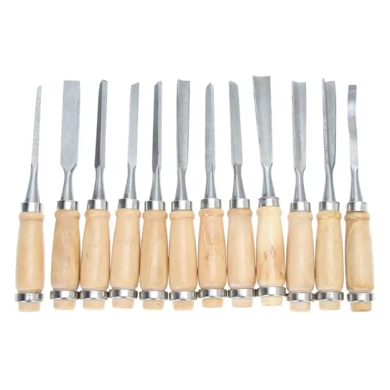 

Professional 12Pcs/set Manual Wood Carving Hand Chisel Tool Set Carpenters Woodworking Carving Chisel DIY Detailed Hand Tools