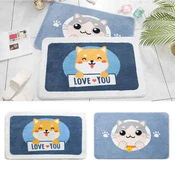 

Cartoon Flocking Door Mat Bedroom Household Bathroom Toilet Water Non-Slip Mat