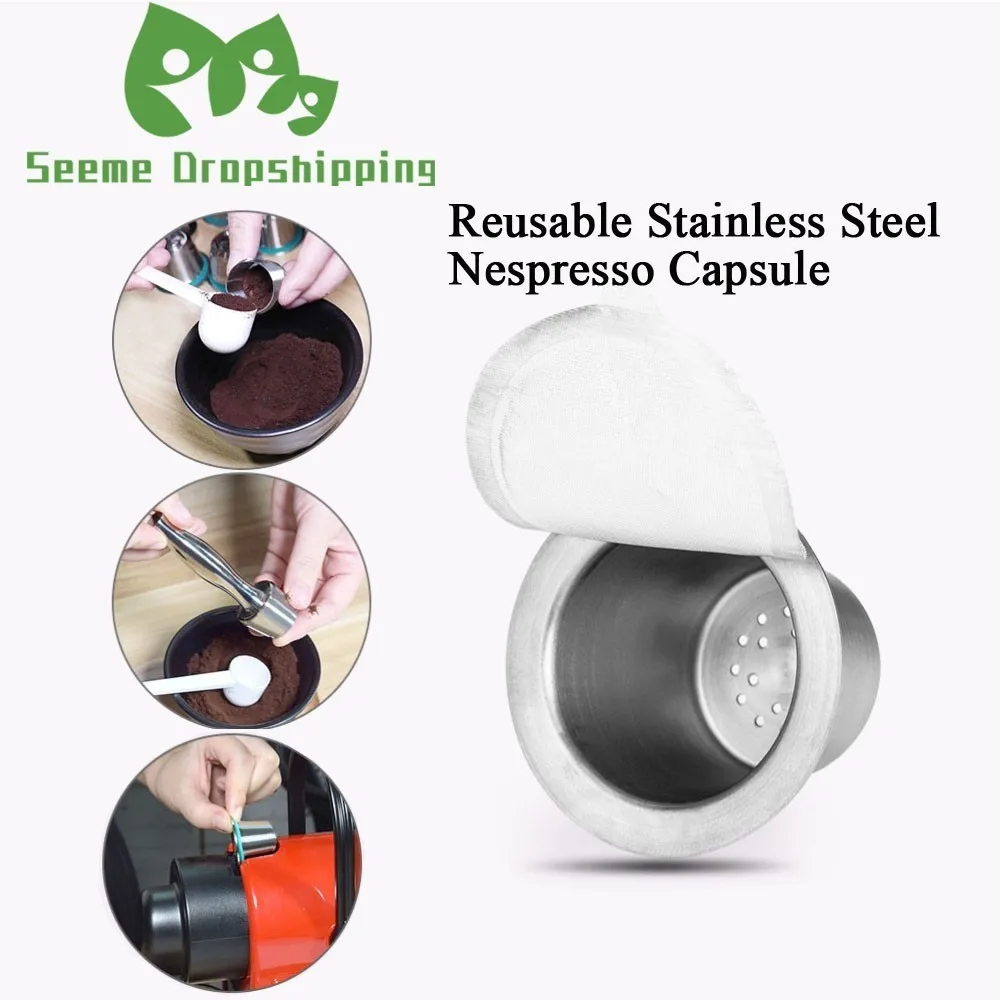 Stainless Steel Refillable Nespresso Pod Tamper Set Reusable Nespresso Machine Coffee Capsule Espresso Coffee Maker Cup Filters Stainless Steel Refillable Nespresso Pod Tamper Set Reusable Nespresso Machine Coffee Capsule Espresso Coffee Maker Cup Filters