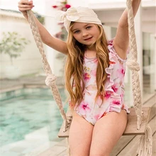 Боди для маленьких девочек, комплект бикини, кружевной купальник с цветочным рисунком, купальный костюм, купальный костюм, одежда для купания для маленьких девочек