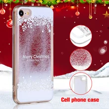 

Merry Chrismats Flowing Snowflake Liquid Quicksand Case for iphone 6 6S 7 8 Plus X Case Soft Transparent Clear Chrismats Gift