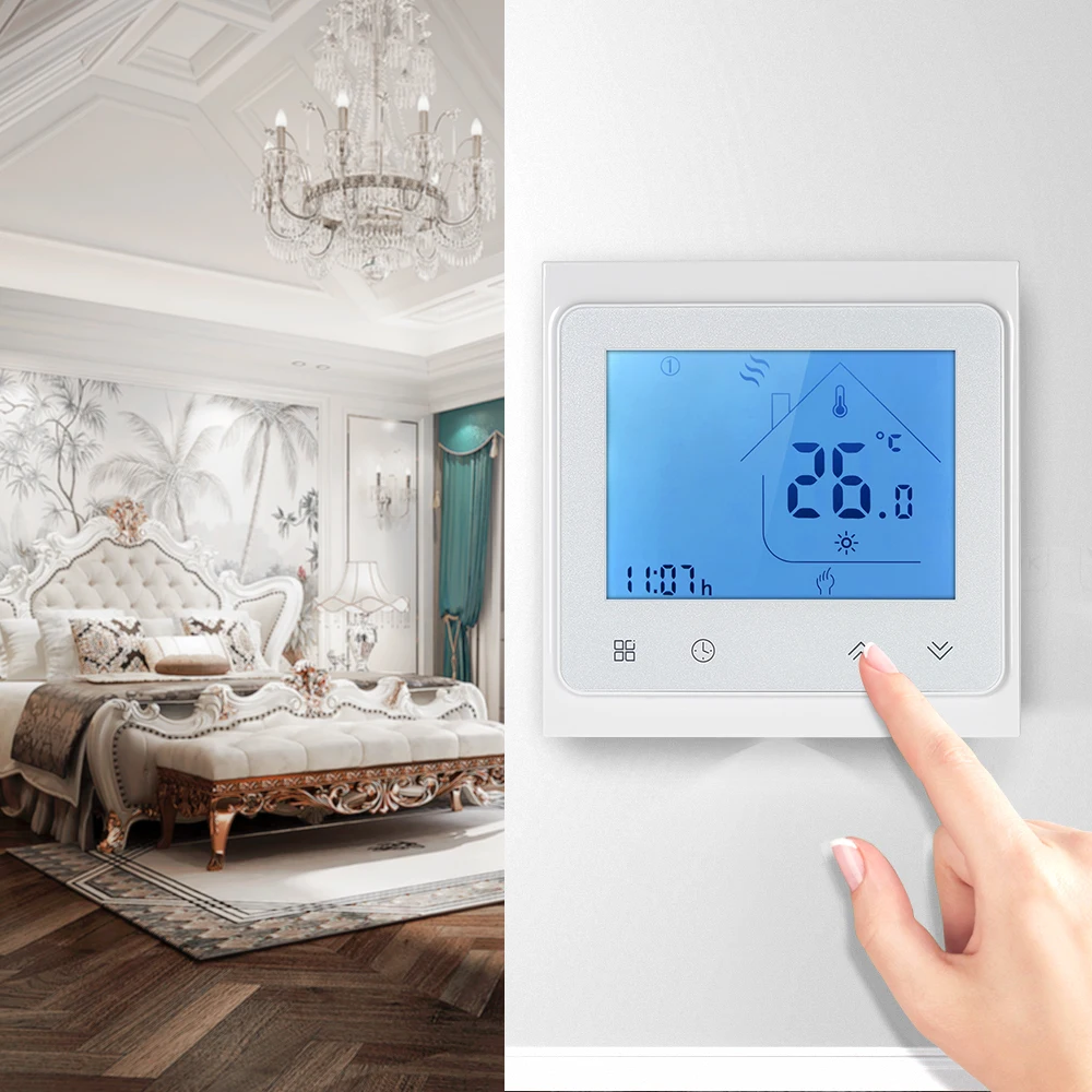 

Dry Contact Gas Boiler Heating Thermostat Weekly Programmable Energy Saving Room Temperature Controller