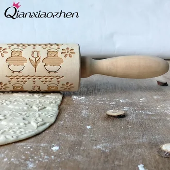 

Qianxiaozhen Easter Chicks Wooden Rolling Pin Baking Cookies Party Gifts For Guests Party Decoration Kitchen Party Favors