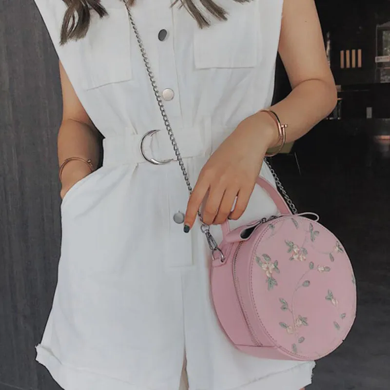 

Crossbody Bags For Women 2018 Luxury Handbags Designer Round Pink Leather Lace Handbag Bolsa Feminina Sac A Main Shoulder Bag