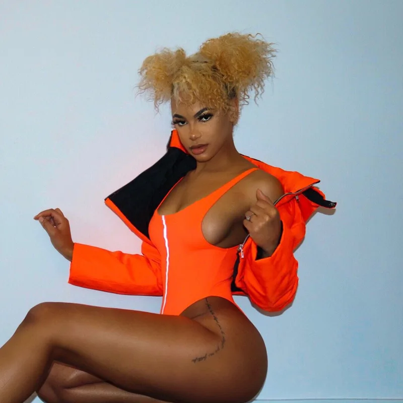 BOOFEENAA عاكسة النيون البرتقال ارتداءها المرأة مثير رومبير الشارع الشهير داخلية ملابس السباحة تتجه المنتجات 2019 C66-H23