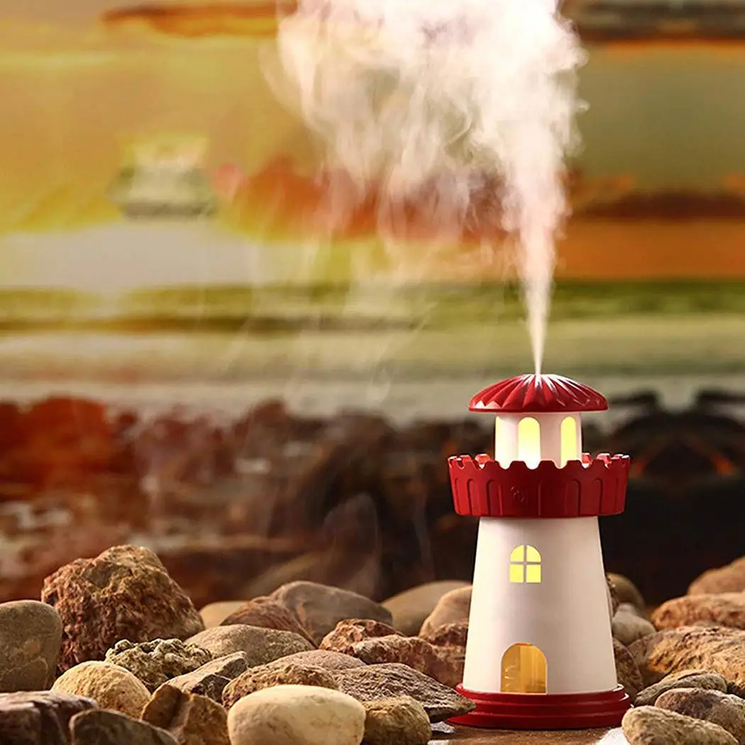 Lighthouse night light Air Humidifier Aromatherapy Machine Oil Diffuser Color Changing Night Light Lamp for Home use | Бытовая техника