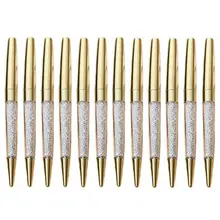 Блестящая золотая шариковая ручка, студенческие принадлежности, ручка для офиса(12 упаковок)(золото)-SCLL